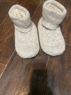 Lemon Plush-Lined Knit Kids Slipper Boots - Cream